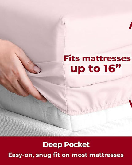 Mellanni California King Sheets Set - 6 PC Iconic Collection Bedding Sheets & Pillowcases - Soft, Cooling Bed Sheets - Deep Pocket up to 16 inch - 6 PC (Cal King, Blush Pink w/Extra Pillow Cases) - LeafyLoom
