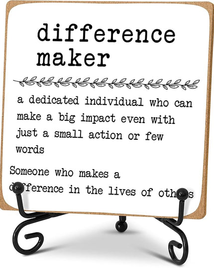 Difference Maker Definition Decorative Office Decor Thank You Appreciation Gift for Coworker Teacher Boss Leader Wood Plaque Desk Decor Office Shelf Wall Display -A14 - LeafyLoom