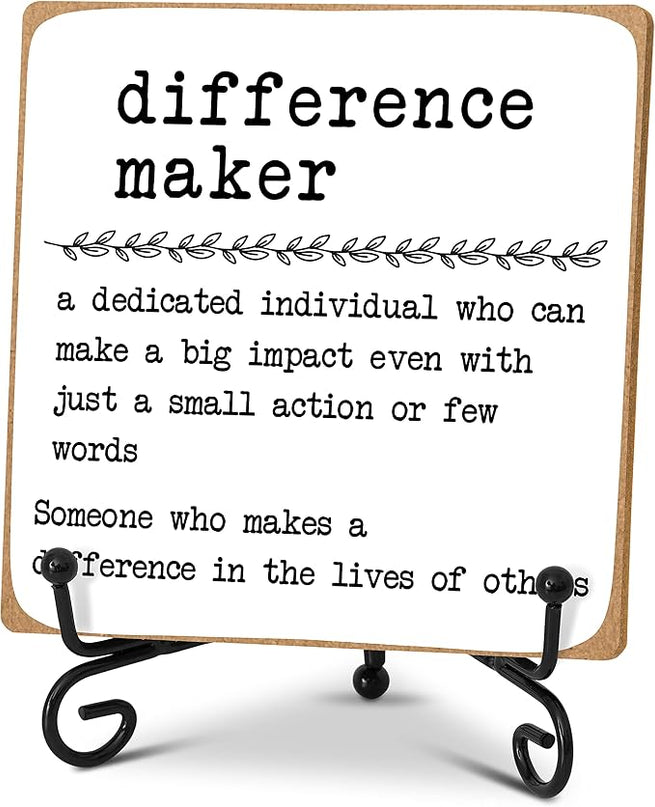 Difference Maker Definition Decorative Office Decor Thank You Appreciation Gift for Coworker Teacher Boss Leader Wood Plaque Desk Decor Office Shelf Wall Display -A14 - LeafyLoom