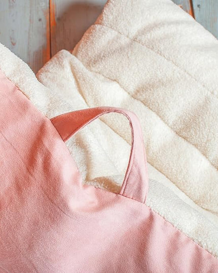 Big Joe Roma Kid's Bean Bag Chair, Oat Sherpa and Desert Rose, Vegan Suede, 2 feet - LeafyLoom