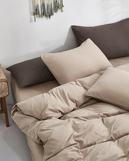 Deep Champagne Comforter Set Twin Cream Coffee Bedding Set Solid Champagne Comforter Set Twin Women Soft Champagne Bedding Set Men Breathable Comforter Set Twin Khaki Bed Set - LeafyLoom