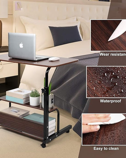 Portable Computer Desk Adjustable Home Office Desk Bedside Universal Movable Table Small Spaces Furniture Storage Convenient Desk Home Office Living Room Sofa Desk Size 15.7 * 31.5 Inch,Pure Brown - LeafyLoom