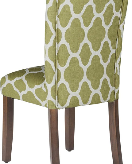 HomePop Parsons Classic Upholstered Accent Dining Chair, Set of 2, Green and Cream Geometric - LeafyLoom