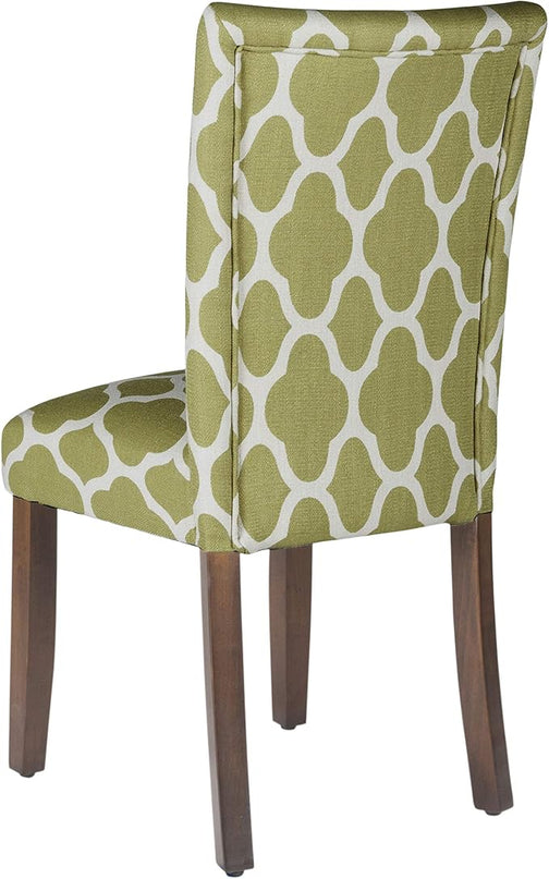 HomePop Parsons Classic Upholstered Accent Dining Chair, Set of 2, Green and Cream Geometric - LeafyLoom