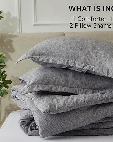 CozyLux California King Comforter Set - 3 Pieces Grey Soft Luxury Cationic Dyeing Cal King Comforter Bedding for All Season, Gray Breathable Lightweight Bed Sets with 1 Comforter and 2 Pillow Shams - LeafyLoom