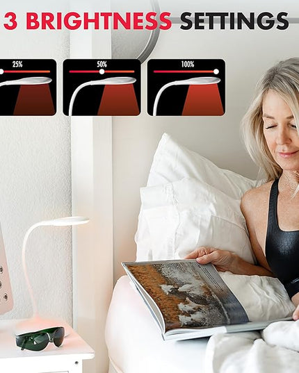 Mito Red Light - Red Light Lamp - Portable & Flexible Red Table Lamp - Cordless Lamp, Rechargeable Reading Lamp - Red Light Reading Light - Red Light for Bedroom & Desk - LeafyLoom