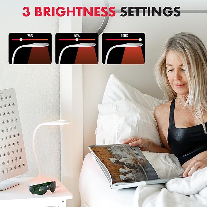 Mito Red Light - Red Light Lamp - Portable & Flexible Red Table Lamp - Cordless Lamp, Rechargeable Reading Lamp - Red Light Reading Light - Red Light for Bedroom & Desk - LeafyLoom