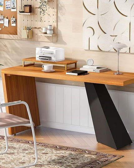 NicBex Laik-DW-00035-DX Desks, 62.99" W x 23.22" D x 29.52" H, Teak - LeafyLoom