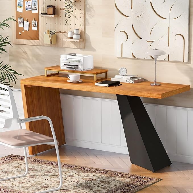 NicBex Laik-DW-00035-DX Desks, 62.99" W x 23.22" D x 29.52" H, Teak - LeafyLoom