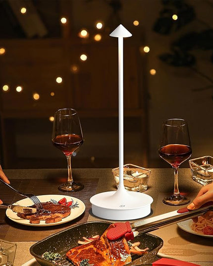 Cordless Table Lamps Rechargeable, LED Desk Lamp 4000mAh Battery Operated Outdoor Waterproof Portable Touch Dimmable Table Light for Patio/Restaurant/Bar/Indoor (White-1PC) - LeafyLoom