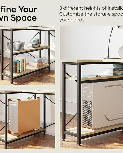 Bestier Small L Shaped Desk with Storage Shelves 47 Inch Corner Computer Desk Writing Study Table for Home Office Small Space, Gray - LeafyLoom