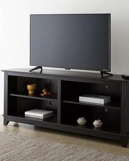 ROCKPOINT 58inch Corner TV Stand,Home Living Room Storage Console, Entertainment Center, TV Console Table,Black - LeafyLoom