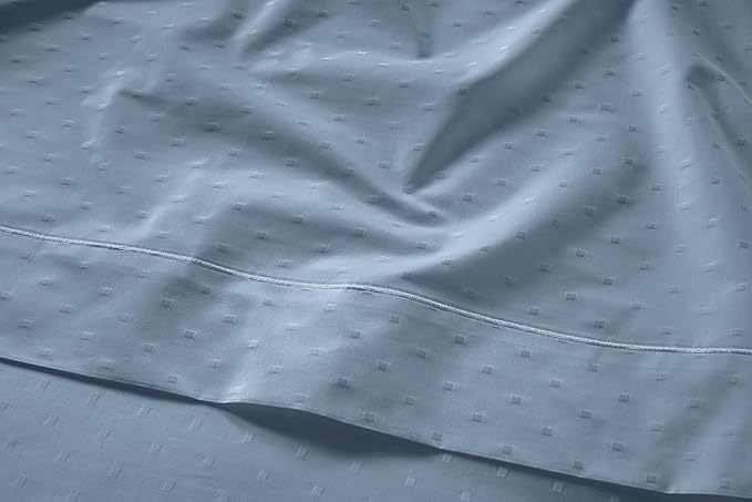 LANE LINEN Split King Sheets for Adjustable Beds - 1000 Thread Count 5PC Sheets Set, 100% Egyptian Cotton, Cool Breathable & Soft, 2 Fitted Fits Upto 16" Deep Pockets - Swiss Dot - French Blue - LeafyLoom