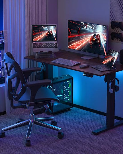 40 * 24 Inches Electric Standing Desk, Adjustable Height Sit Stand Up Desk with 3 Memory Presets, Motorized Home Office Computer Gaming Workstation Desk, Espresso - LeafyLoom