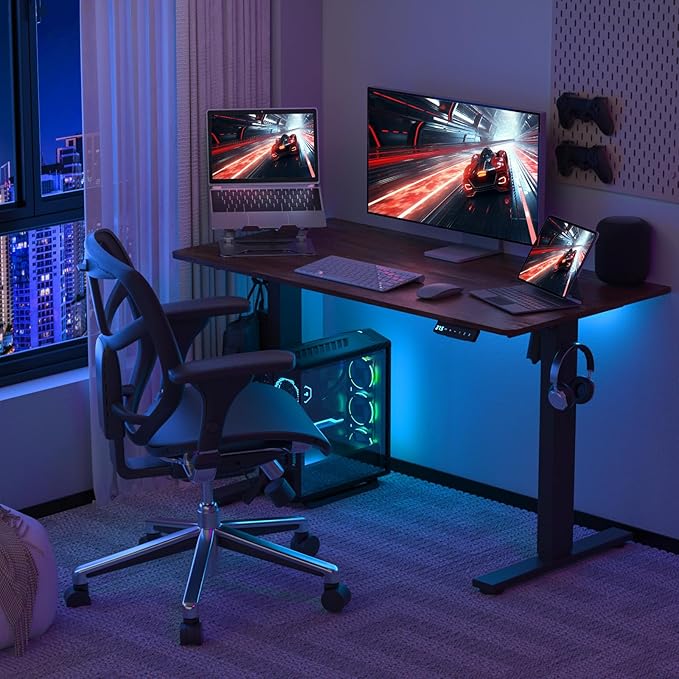 48 * 24 Inches Electric Standing Desk, Adjustable Height Sit Stand Up Desk with 3 Memory Presets, Motorized Home Office Computer Gaming Workstation Desk, Espresso - LeafyLoom