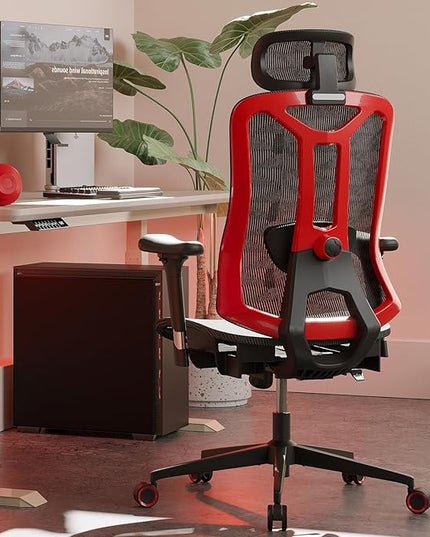 Ergonomic Mesh Office Chair - High Back Desk Chair with 3D Lumbar Support, Seat Depth Adjustable Office Chair with Headrest, 3D Armrest, Ergonomic Gaming Chair for Home Office,Tilt Function - LeafyLoom