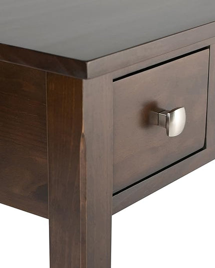 SIMPLIHOME Avalon SOLID WOOD Contemporary 47 Inch Wide Writing Office Desk in Dark Tobacco Brown, For the Office Desk, Writing Table, Workstation and Study Table - LeafyLoom
