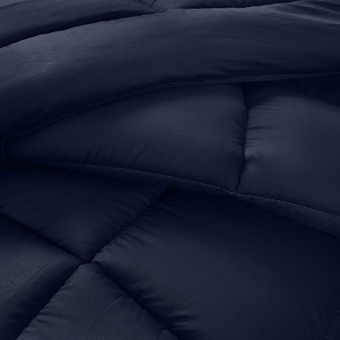 Utopia Bedding Queen Size Comforter Set with 2 Pillow Shams, Bedding Comforter Sets, Down Alternative Navy Comforter, Soft and Comfortable, Machine Washable (Pack of 4) - LeafyLoom