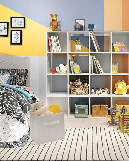 PACHIRA E-Commerce US Toy Storage Shelf, 16-Cube White Wooden Storage Organizer Bookcase Fits 11“x11”x11“ Storage Bin, Bookshelf System Display Compartments, Sturdy Room Cube - LeafyLoom