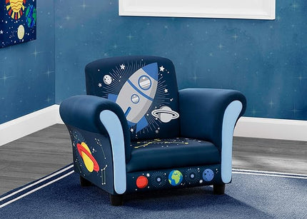 Delta Children Space Adventures Kids Upholstered Chair, Blue - LeafyLoom