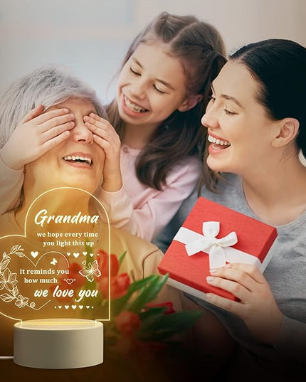Gifts for Grandma, Grandma Gifts - Engraved Night Light, Grandma Birthday Gifts, Thanksgiving Christmas Mothers Day Gifts for Grandma, Nana, Grammy, Grandmother - LeafyLoom