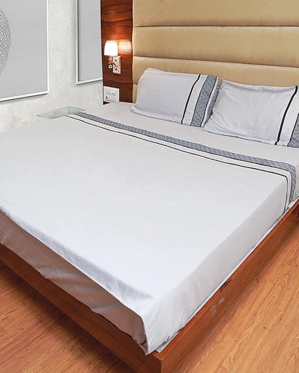 1000 TC King Size 4 Piece Sheet Set - 100% Egyptian Cotton Sheets - 1000 Thread Count - Breathable & Cooling Hotel Luxury Bedding - 18" Deep Pockets, King Sheets - Black Embroidered Light Grey Sheets - LeafyLoom