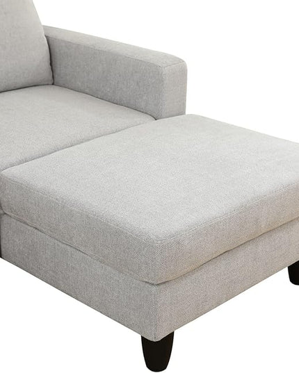 2-Piece L-Shaped Sectional Couches, Lounge, Modular Sofas for Home Office Apartment, Large Living Room Furniture Left Hand Facing, 2pcs 101.5'' Recliner+55.5'' Chaise(Right), Grey White Lint - LeafyLoom