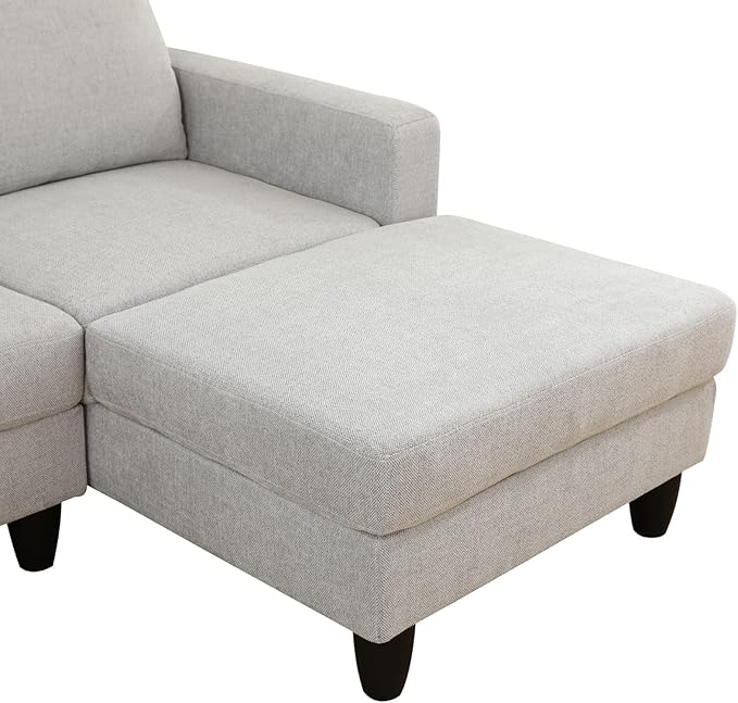 2-Piece L-Shaped Sectional Couches, Lounge, Modular Sofas for Home Office Apartment, Large Living Room Furniture Left Hand Facing, 2pcs 101.5'' Recliner+55.5'' Chaise(Right), Grey White Lint - LeafyLoom