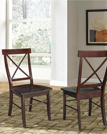International Concepts X- Back Chair, with Solid Wood Seat, Java - LeafyLoom