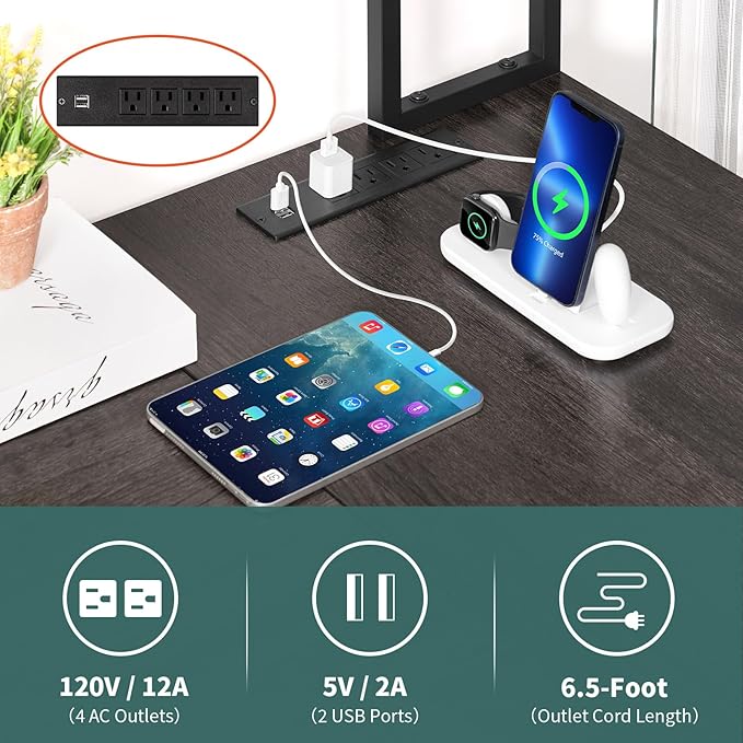Yoobure L Shaped Desk Gaming Desk with LED Strip & Power Outlet, Reversible L-Shaped Computer Desk with Storage Shelf & Drawer, Corner Desk with Storage Bag, 2 Person Home Office Desk, Gray - LeafyLoom