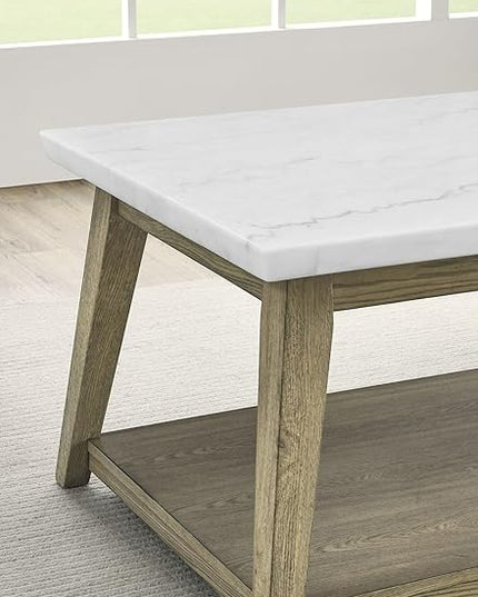 NicBex Coffee Table Wooden Coffee Table with Storage Rectangle Center Tables with Bottom Shelf Dining Table for Living Room, Dining Room, Office, and Bedroom,122" W, Brown+White - LeafyLoom