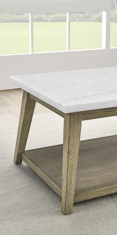 NicBex Coffee Table Wooden Coffee Table with Storage Rectangle Center Tables with Bottom Shelf Dining Table for Living Room, Dining Room, Office, and Bedroom,122" W, Brown+White - LeafyLoom