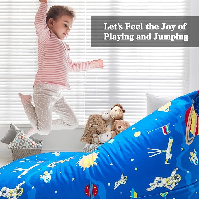 Jorbest Stuffed Animal Storage, Soccer Stuffed Animal Bean Bag Storage, Bean Bag Chair Cover for Kids, Luxury Velvet Stuffie Seat - Cover ONLY (200L/52 Gal) - LeafyLoom