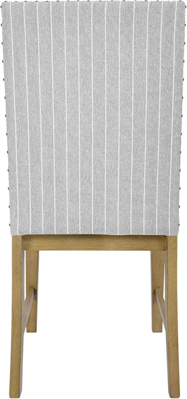 HomePop Classic Parsons Dining Chairs, Pack of 2, Light Gray Stripe (Set of 2) - LeafyLoom