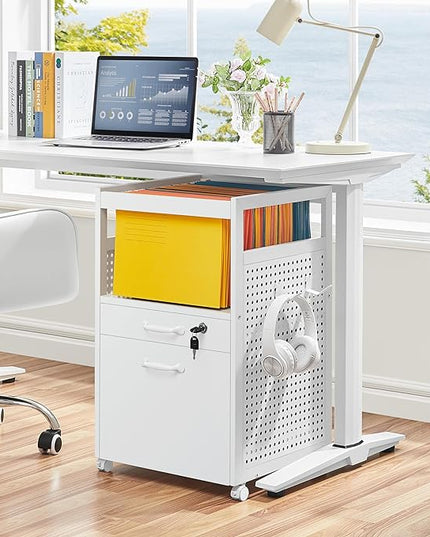 Yaheetech File Cabinets Mobile Filling Cabinet with Open Storage Shelf, Under Desk Cabinet Fits A4, Letter for Home Office(White) - LeafyLoom