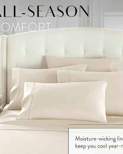 Danjor Linens Twin XL Sheets - Hotel Luxury Essentials Bedding - 4 pc Soft Bedding & Pillowcases Set with Deep Pockets - Breathable Bed Sheets, Wrinkle Free - Cream Sheets - LeafyLoom