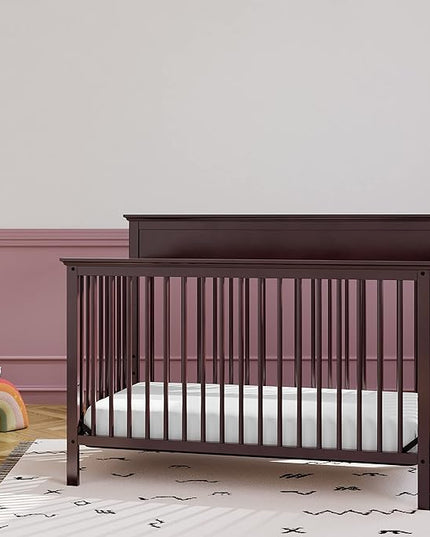 Storkcraft Carmel 5-in-1 Convertible Crib (Espresso) - GREENGUARD Gold Certified, Converts to Toddler Bed & Full-Size Bed, Fits Standard Full-Size Crib Mattress, 4 Adjustable Mattress Heights - LeafyLoom