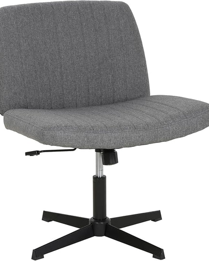 FDW Criss Cross Chair Armless Cross Legged Office Desk Chair Adjustable Swivel Ergonomic Gaming Chair No Wheels Backrest with Wide Seat Native Sponge Computer Task Vanity Chair for Home Office,Grey - LeafyLoom