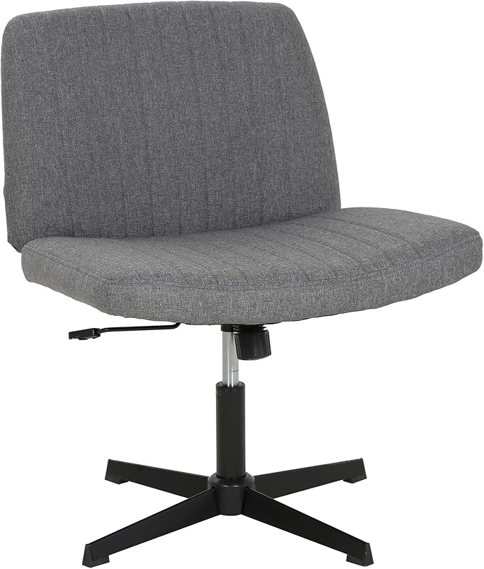 FDW Criss Cross Chair Armless Cross Legged Office Desk Chair Adjustable Swivel Ergonomic Gaming Chair No Wheels Backrest with Wide Seat Native Sponge Computer Task Vanity Chair for Home Office,Grey - LeafyLoom