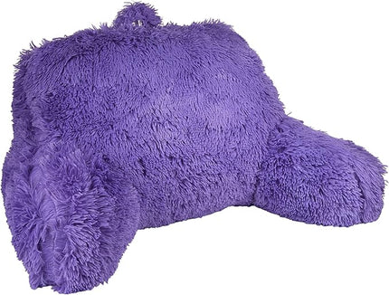 Klear Vu Shaggy Reading Pillow Back Rest Body Pillow for Adults and Kids, Lumbar and Arm Support on Bed, Chair, Couch, Sofa and Floor, 30" x 21", One Size, Purple Rain - LeafyLoom