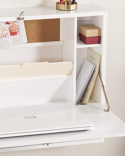 SEI Furniture Willingham Wall Mount Folding Desk, White - LeafyLoom
