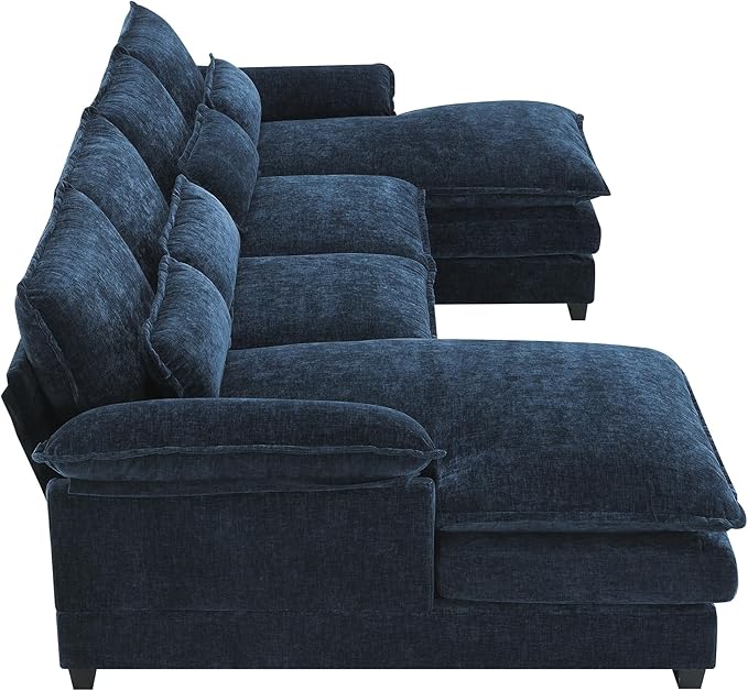 Symmetrical Modular Sectional Sofa with Chaise Lounge, 6 Seater Chenille Upholstered Cloud Couch, U Shaped Oversized Sleeper Sofa&Couches with Thicked Cushion & Detackable Backrest Living Room - LeafyLoom