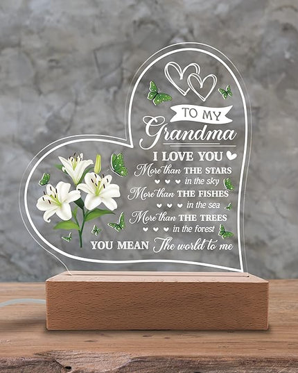 Acrylic Night Light - I Have Loved You My Whole Entire Life - Grandma Gifts from Grandkids - Rechargeable Lamp - LeafyLoom
