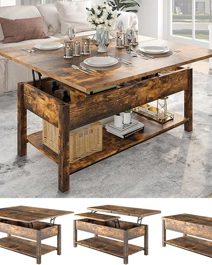 FABATO JS-TCT004-1108 Coffee Table, Rustic Brown - LeafyLoom