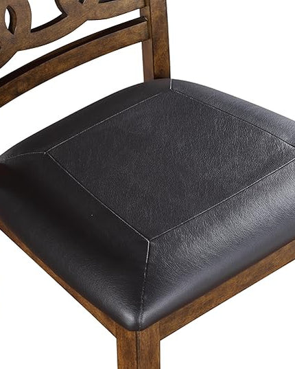New Classic Furniture Gia Dining Chair (Set of Six), Black PU Upholstered Seat & Back Rest, Brown - LeafyLoom