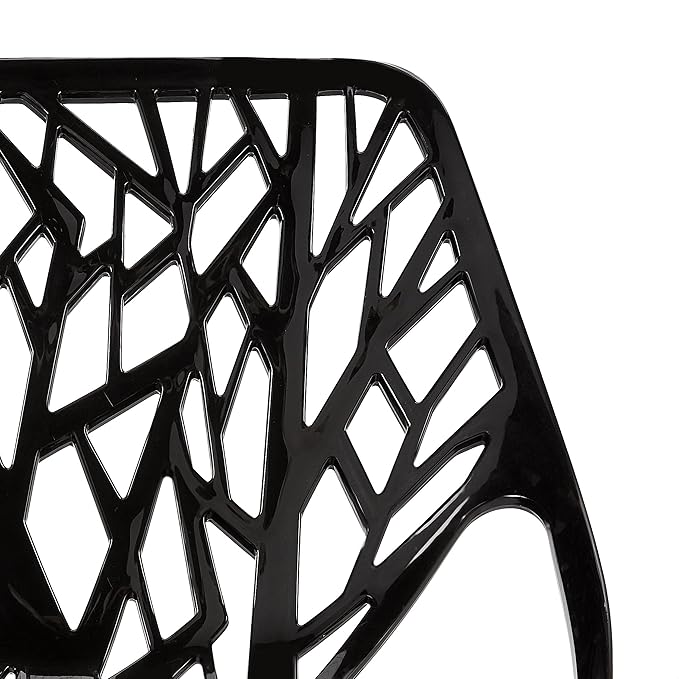 CangLong Modern Mid Century Plastic Shell Hollow Matal Legs Dining Chairs, set of 4, Black - LeafyLoom