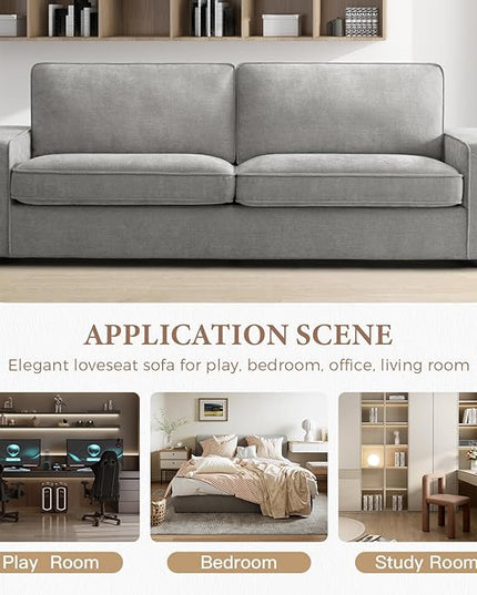 EASELAND Sofa Couch, 88" Chenille Loveseat for Living Room, 3 Seater Lounge Sofa for Bedroom with Removable Back and Seat Cushions, Modern Deep Seat Comfy Couch with Solid Wood Legs and Armrest (Grey) - LeafyLoom