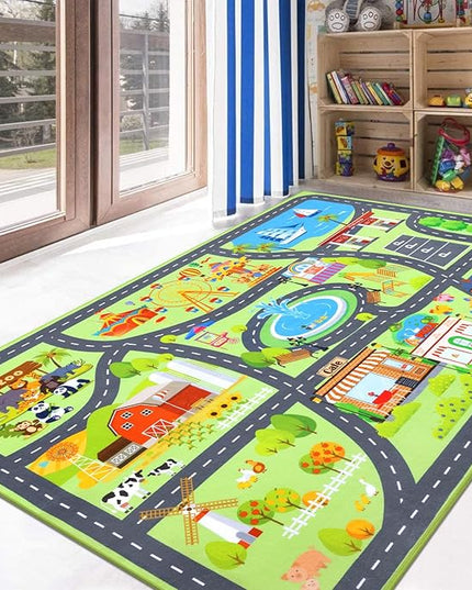 HEBE Kids Play Rug 4'x6' ABC Alphabet Numbers Shapes Educational Kid Area Rug Washable Baby Crawling Mat Non Slip Kid Play Mat Carpet for Girl Boy Bedroom Playroom - LeafyLoom
