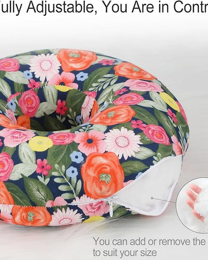 Piercing Pillow Ear Pillows Donut with Hole for Ear Pain CNH Piercing Pain Relief Sleeping Pressure Sore Side Sleepers Ear Guard Protector, Cute Flower - LeafyLoom