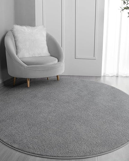 Round Area Rugs for Bedroom Living Room, 4x4 Grey Super Soft Comfy Thickened Memory-Foam Indoor Circle Carpets, Modern Aesthetic Minimalist Carpet for Boys Girls Adults Nursery Home Décor - LeafyLoom
